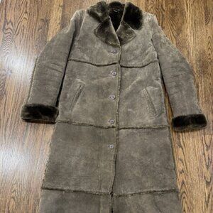 Vintage Brandon Thomas | Genuine Suede Leather Faux Fur Coat M